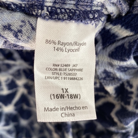 Terra & Sky blue and white bohemian romper, Size 1X - Picture 9 of 9